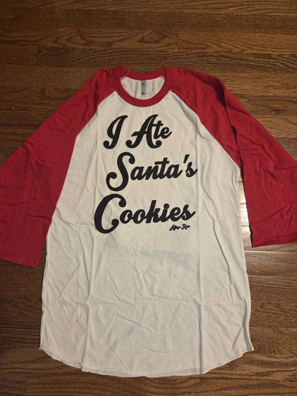 NWT ' I Ate Santa's Cookies" Raglan Tee - Red/White, M